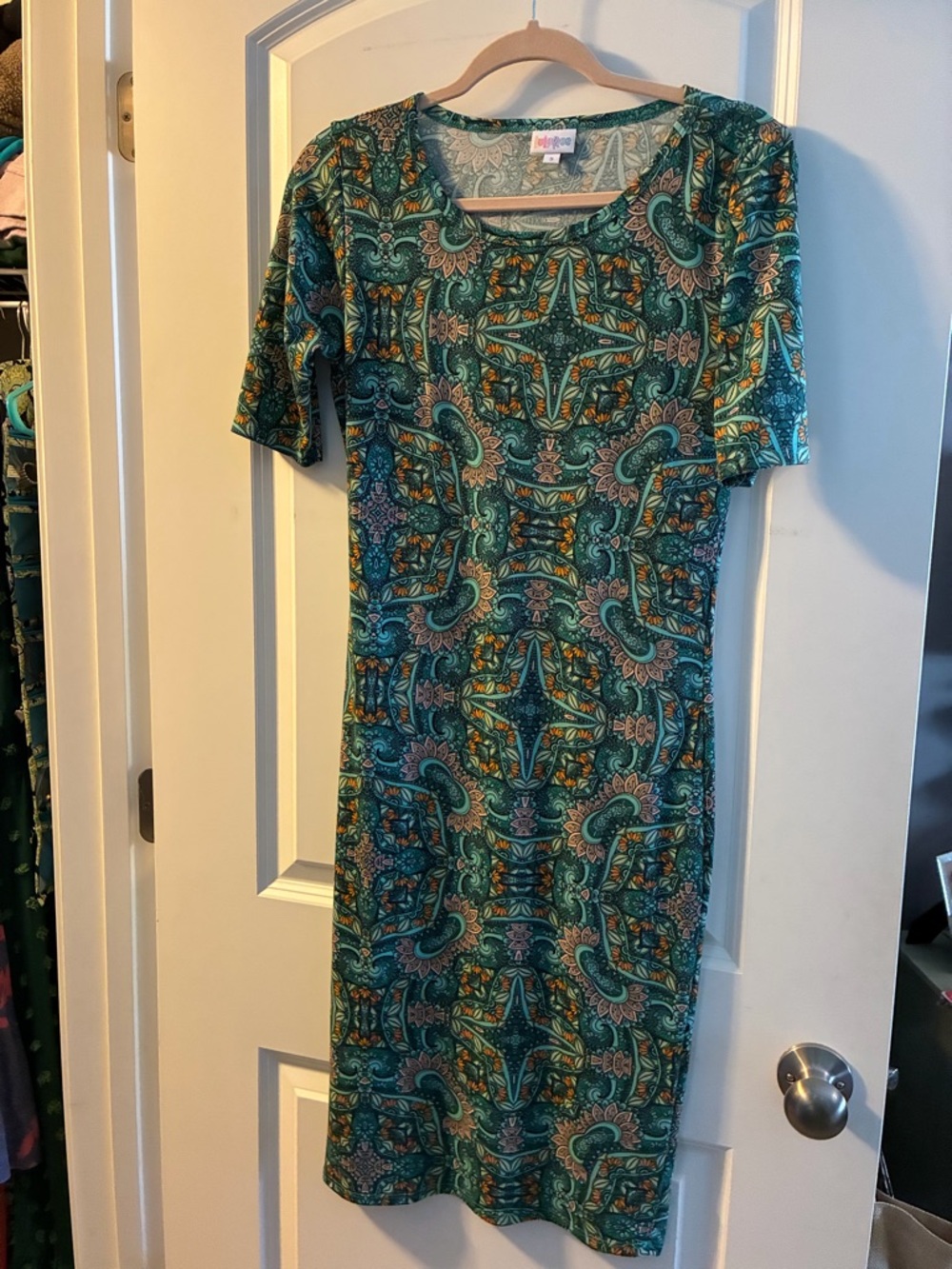LuLaRoe Teal Green Paisley-Print Midi Dress
